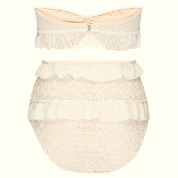 HP🥳 New Nightcap Free People Flirtini Sm Ivory Lace Bandeau HighWaist Ruffle USA - Picture 8 of 16
